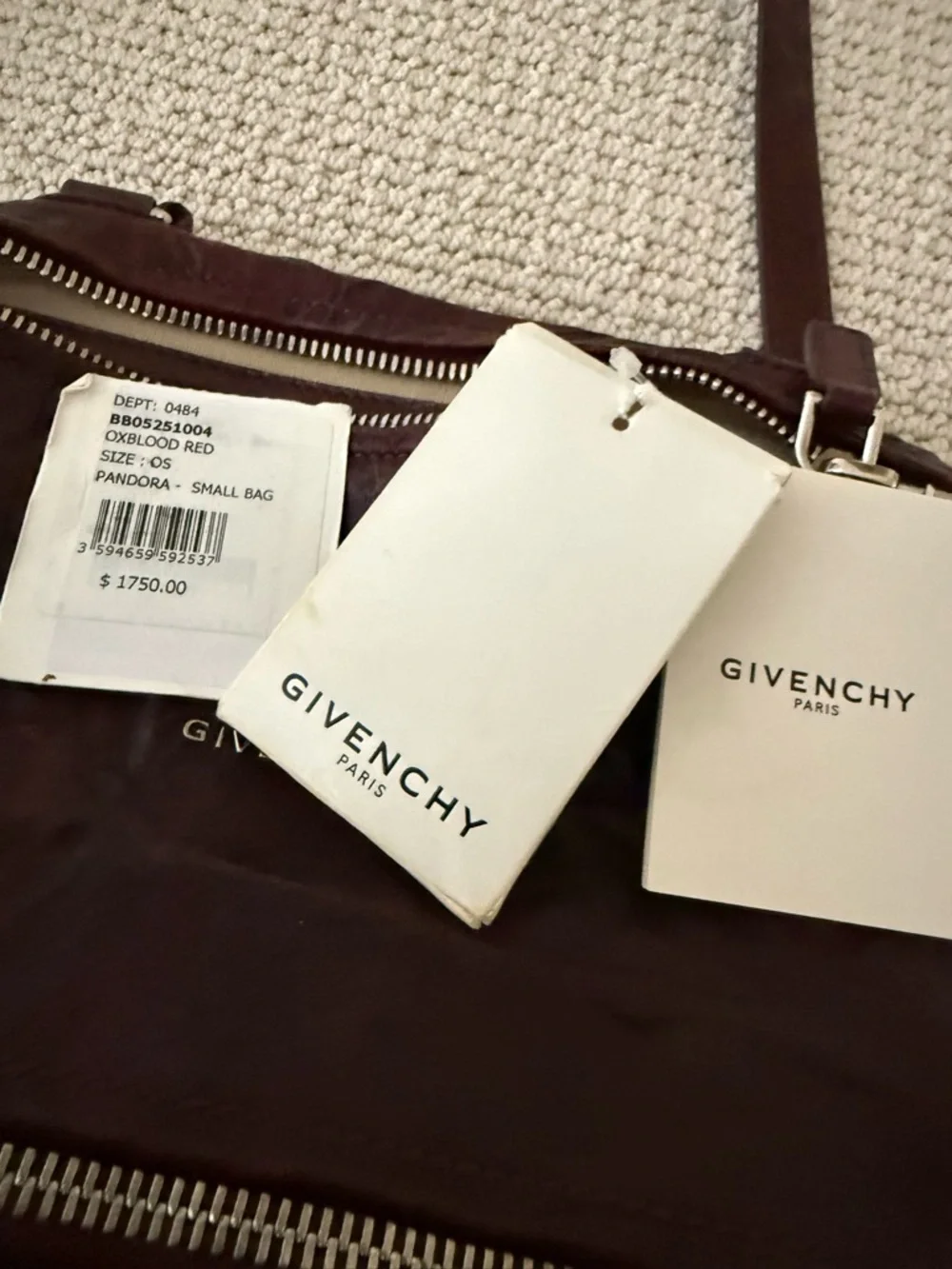 Givenchy Deep Burgundy Leather Shoulder Bag with Silver Hardware - Picture 5 of 11